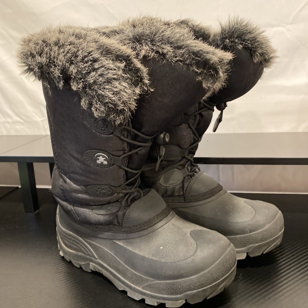 Kamik Snowgypsy3 Faux Fur Lined Winter Snow Boots‎ Black Girls Youth Size 6